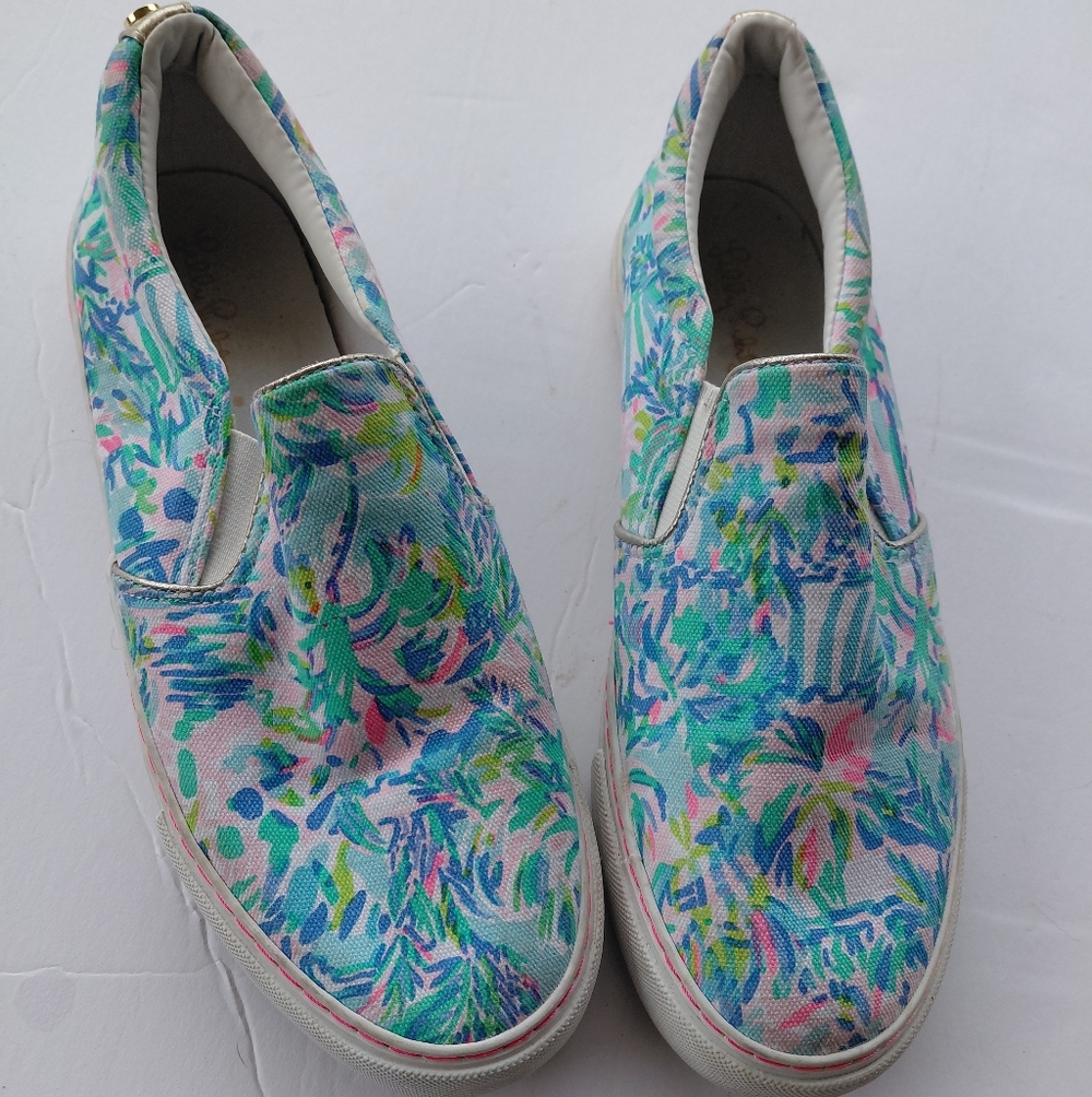 Lilly Pulitzer Floral Colorful Slip-on Sandals Size 8 Womans